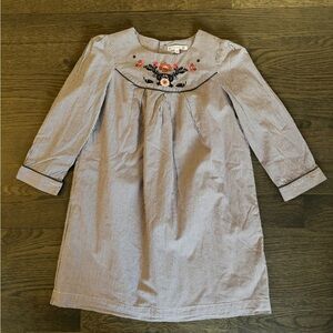 Bonpoint Striped Dress with Floral Embroidery